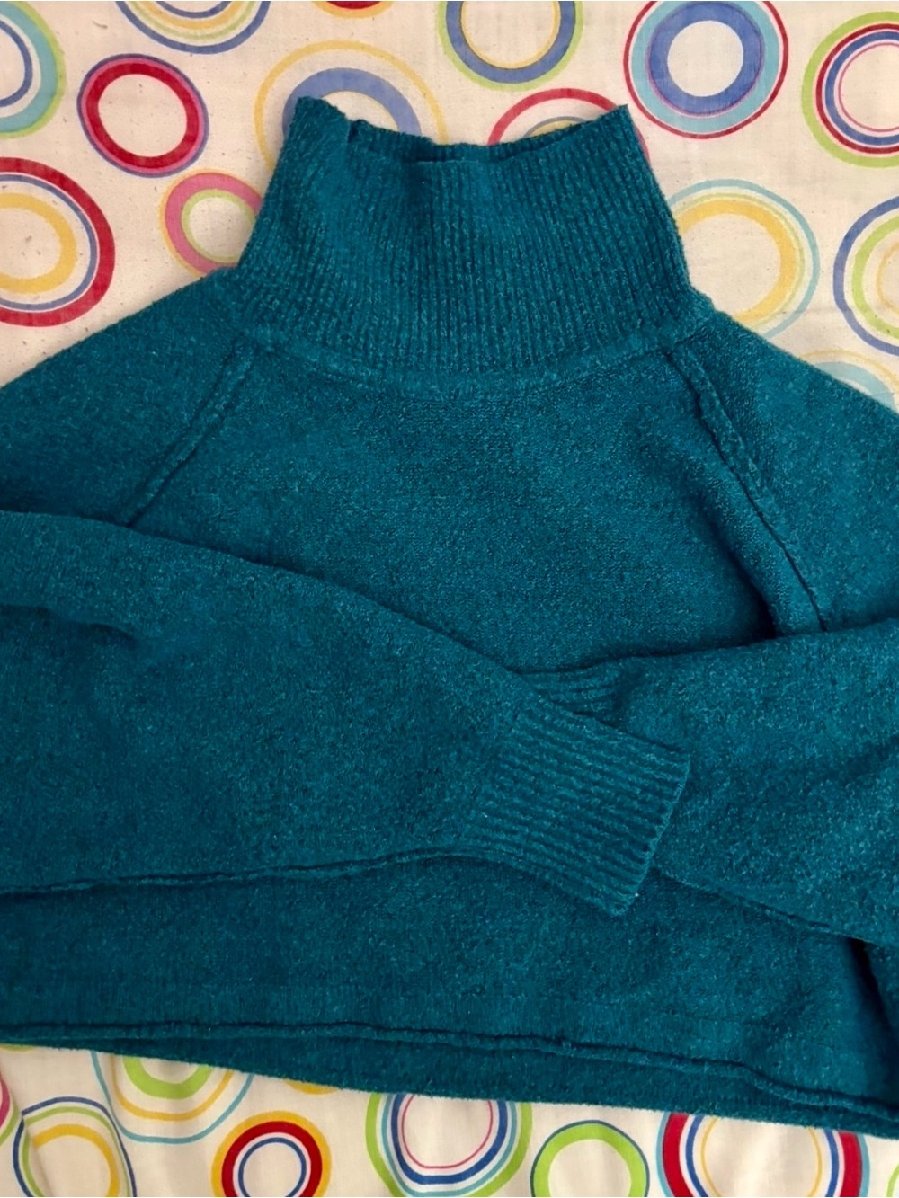 Urban outfitters dark teal blue Turtleneck winter knit cropped Sweater
